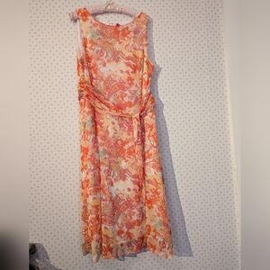 🧡🩷 Evan Piccone By Black Label 14 Maxi Dress Floral Sleeveless Lining Sheer